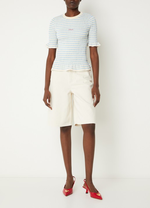 Claudie Pierlot Top met streepprint - voorkant 2 blauw