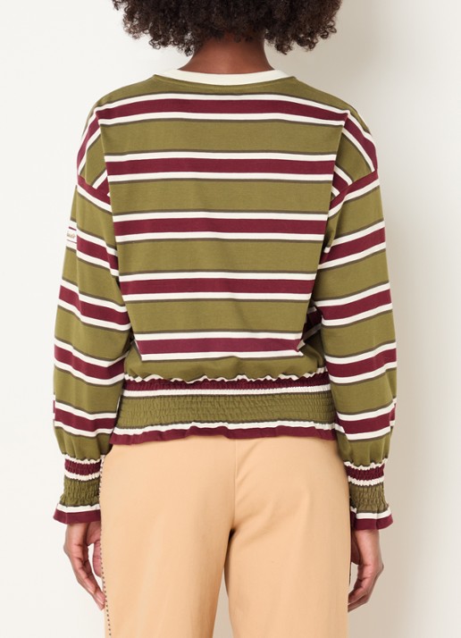 Claudie Pierlot Top met streepprint - achterkant mosgroen