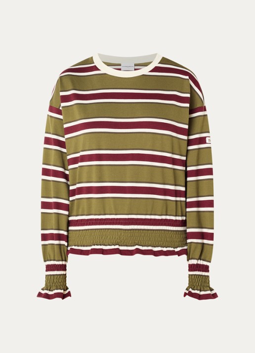 Claudie Pierlot Top met streepprint - voorkant 2 mosgroen