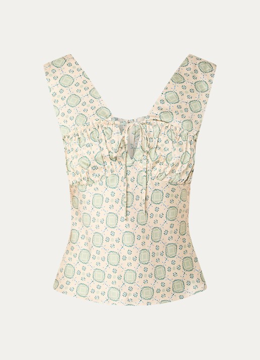 Claudie Pierlot Top met V-hals en print - voorkant 3 lichtgroen