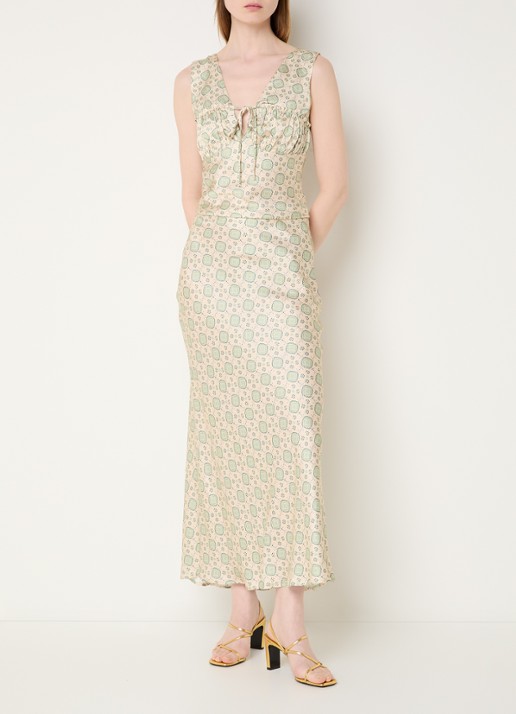 Claudie Pierlot Top met V-hals en print - voorkant 4 lichtgroen