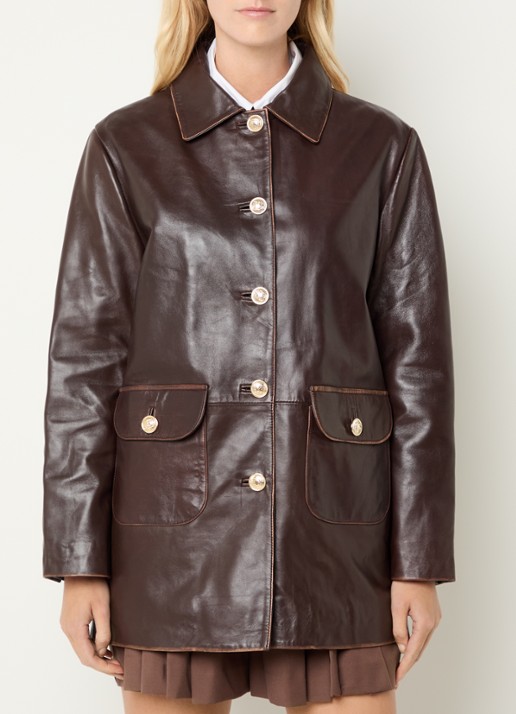 Claudie Pierlot Trenchcoat van lamsleer met klepzakken