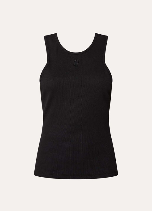 Claudie Pierlot Tuliana tanktop met logoborduring - voorkant 2 zwart