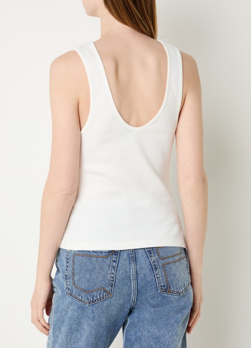 Claudie Pierlot Tuliana tanktop met logoborduring - achterkant 3 ivoor