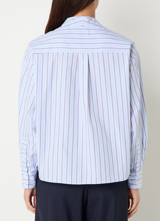 Claudie Pierlot Tuniek met streepprint en strikdetail - achterkant lichtblauw