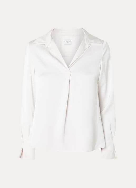 Claudie Pierlot Tuniek van satijn met V-hals - voorkant creme