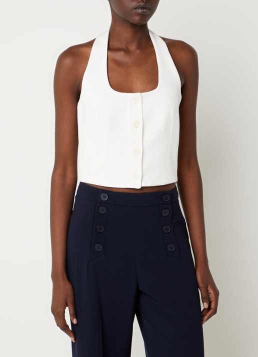 Claudie Pierlot Valmy crop top  - achterkant 2 gebroken wit
