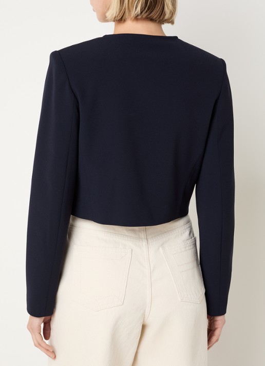 Claudie Pierlot Vanilleter cropped jack met opgestikte zakken - achterkant donkerblauw