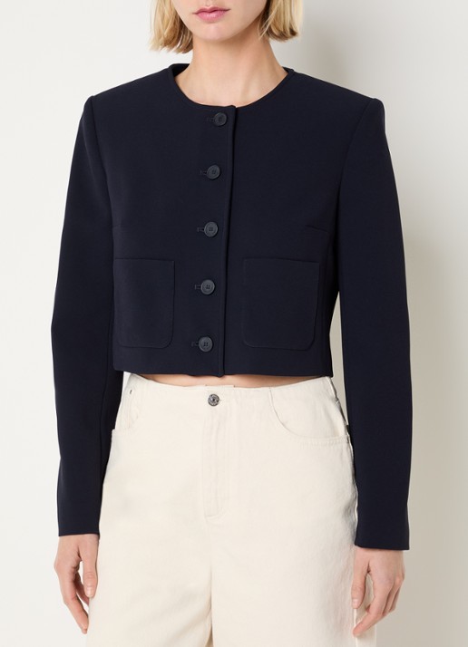 Claudie Pierlot Vanilleter cropped jack met opgestikte zakken