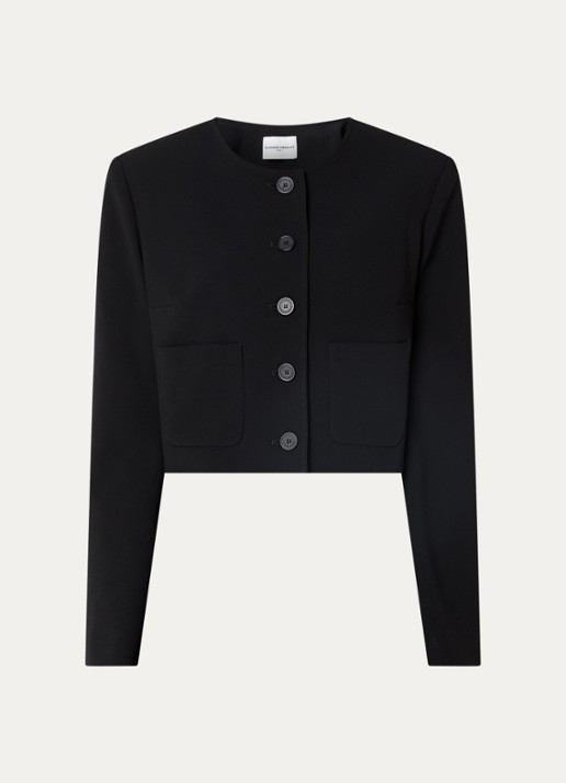 Claudie Pierlot Vanilleter cropped jack met opgestikte zakken - voorkant zwart