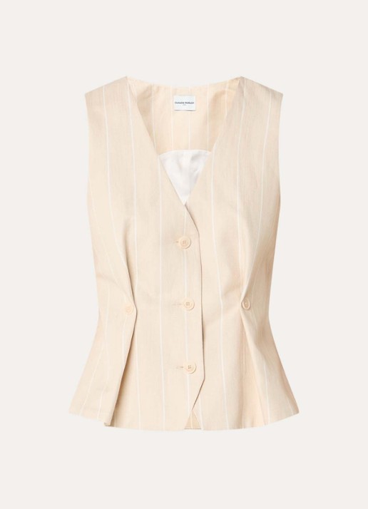 Claudie Pierlot Velitarayee gilet met streepprint - voorkant 2 creme