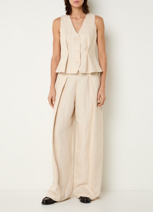 Claudie Pierlot Velitarayee gilet met streepprint - voorkant 3 creme