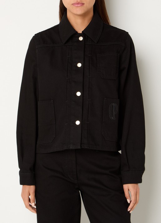 Claudie Pierlot Verona spijkerjas met borstzak - detail zwart