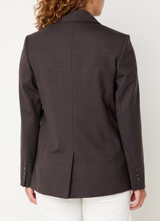 Claudie Pierlot Villagabis blazer in wolblend met klepzakken - achterkant 4 donkerbruin