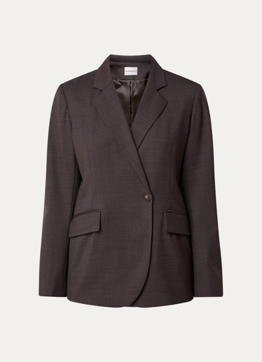 Claudie Pierlot Villagabis blazer in wolblend met klepzakken - voorkant donkerbruin