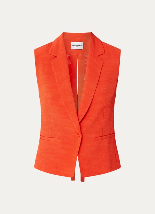 Claudie Pierlot Ville gilet met rug decolleté - voorkant 2 oranjerood