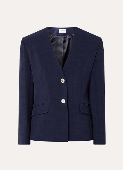 Claudie Pierlot Virgo blazer met schoudervulling en klepzakken - voorkant 2 donkerblauw