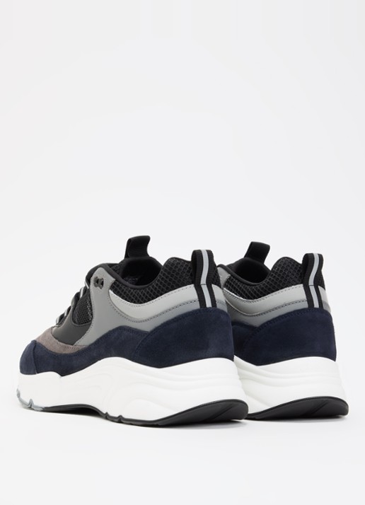 Cleens Aero Runner sneaker met suède details - achterkant 5 donkerblauw