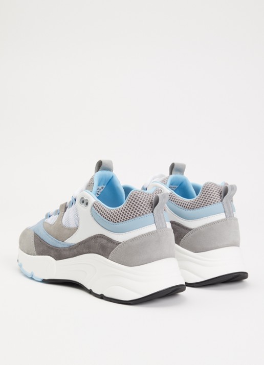 Cleens Aero Runner sneaker met suède details - achterkant 5 grijs