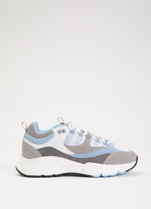 Cleens Aero Runner sneaker met suède details - voorkant grijs