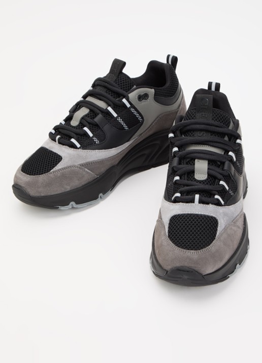 Cleens Aero Runner sneaker van leer met suède details - detail 3 grijs
