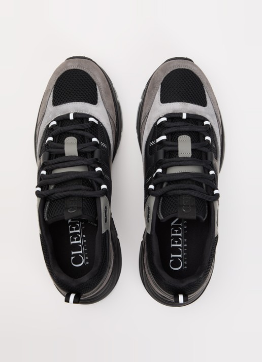 Cleens Aero Runner sneaker van leer met suède details - detail 4 grijs