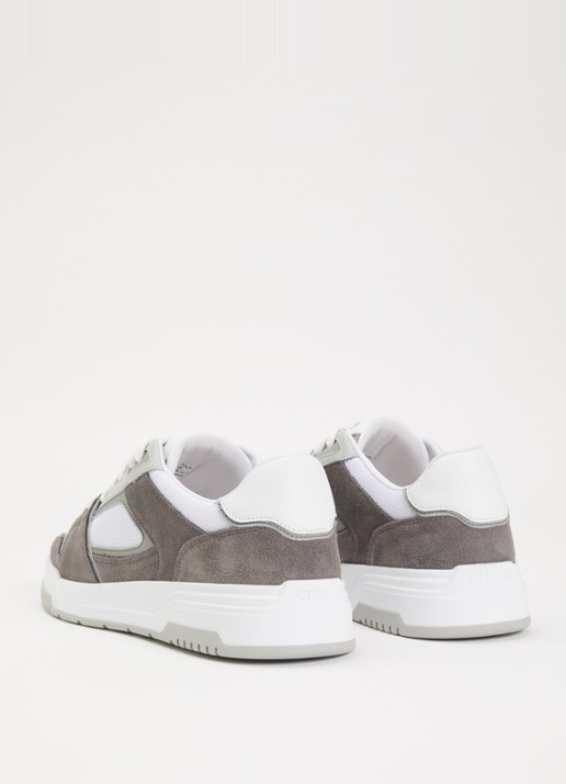 Cleens Lay Up sneaker met leren suède details - achterkant grijs