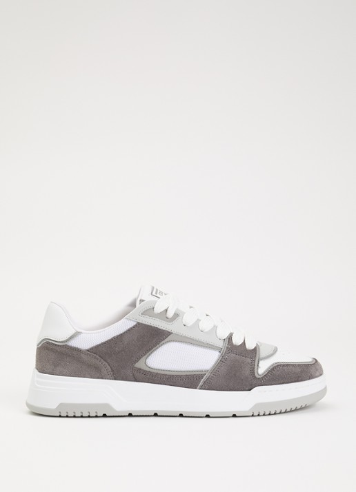 Cleens Lay Up sneaker met leren suède details - voorkant 2 grijs