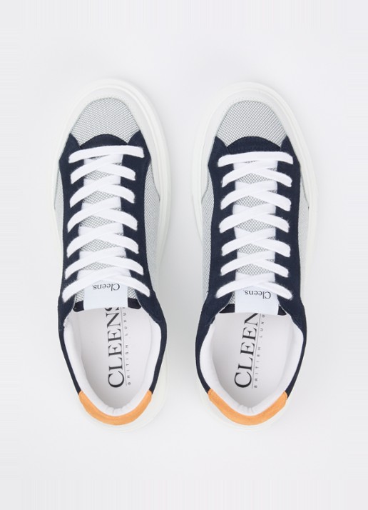 Cleens Luxor sneaker met suède details - detail 4 wit