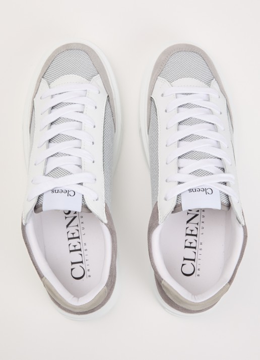 Cleens Luxor sneaker met suède details - detail 2 wit