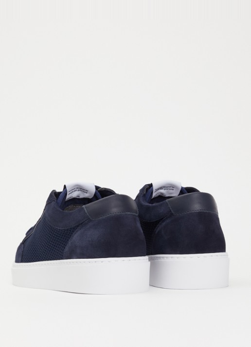 Cleens Luxor sneaker met suède details - achterkant 5 donkerblauw
