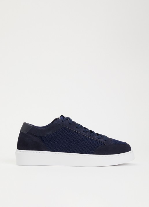 Cleens Luxor sneaker met suède details - voorkant 4 donkerblauw