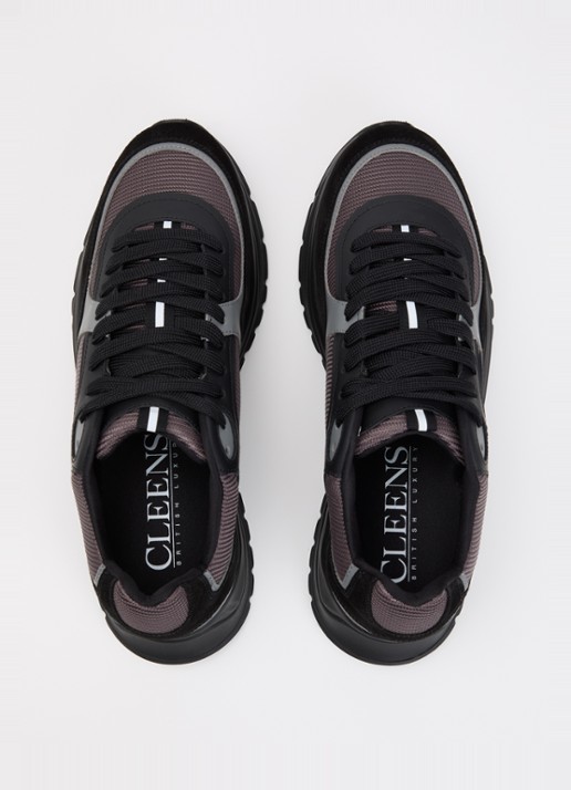 Cleens Onesixty sneaker met suède details - detail 2 zwart