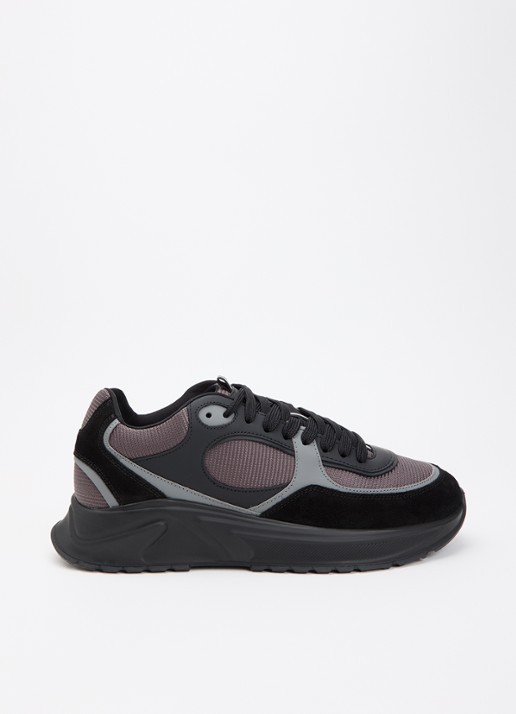 Cleens Onesixty sneaker met suède details - voorkant 4 zwart