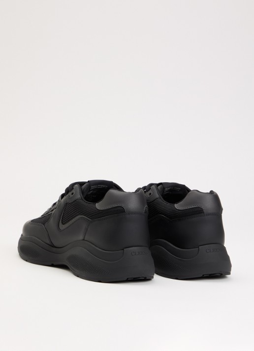 Cleens Podium sneaker van leer met details van mesh - achterkant zwart