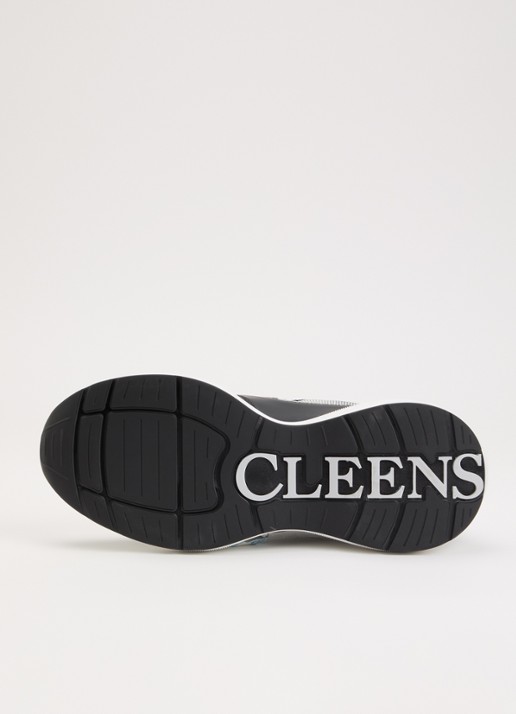 Cleens Podium sneaker van leer met details van mesh - detail 5 zwart