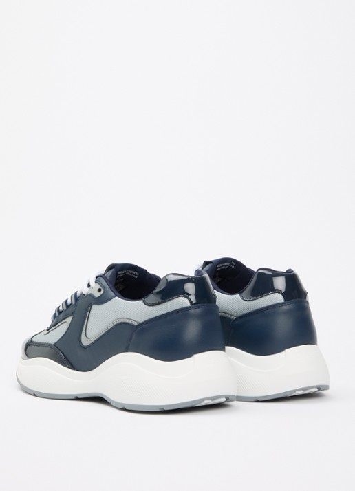 Cleens Podium sneaker van mesh met details van leer - achterkant 2 indigo