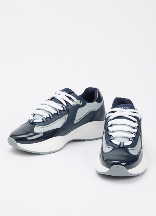 Cleens Podium sneaker van mesh met details van leer - detail 3 indigo