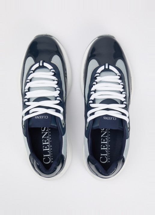 Cleens Podium sneaker van mesh met details van leer - detail 4 indigo