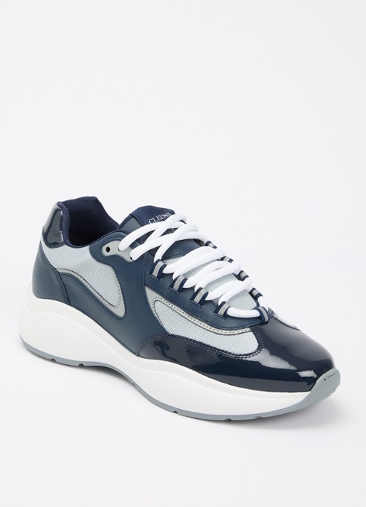 Cleens Podium sneaker van mesh met details van leer