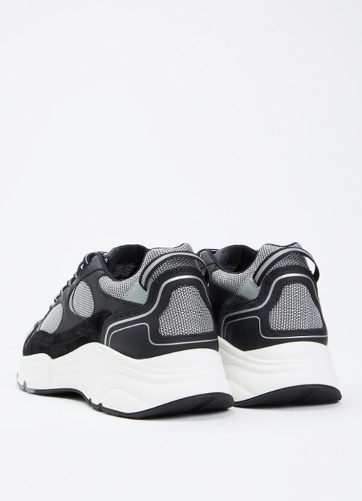 Cleens Pulse Runner sneaker met leren details - achterkant antraciet