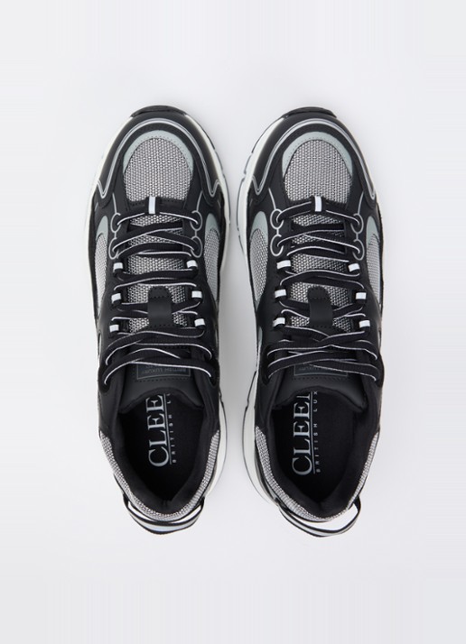 Cleens Pulse Runner sneaker met leren details - detail 4 antraciet