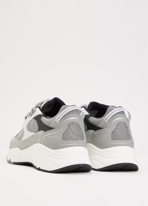 Cleens Pulse Runner sneaker van mesh met leren details - achterkant 2 grijs