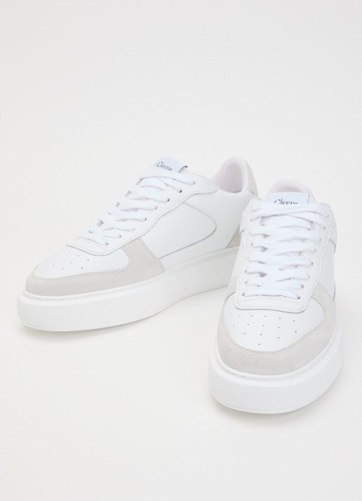 Cleens Sneaker van leer met suède details - detail 3 wit