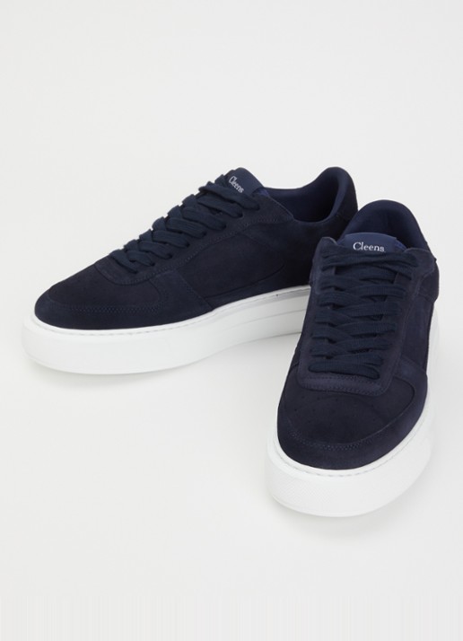 Cleens Sneaker van suède - detail donkerblauw