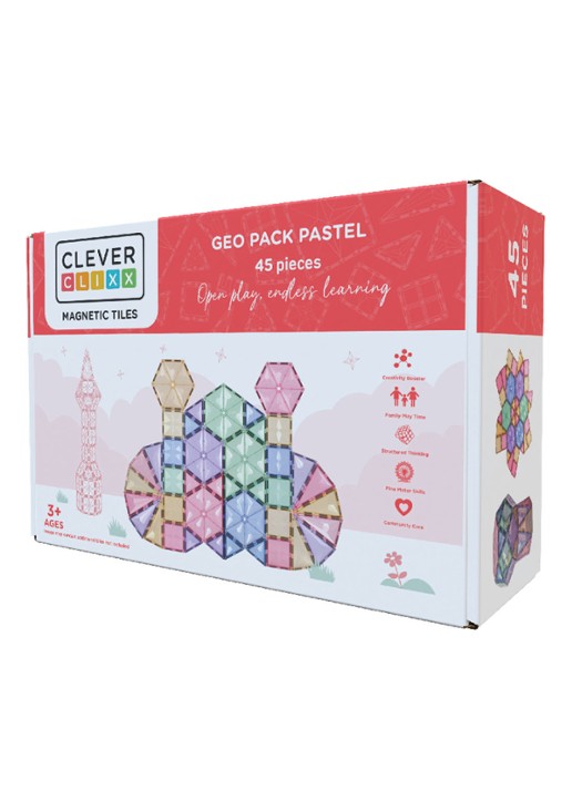 Cleverclixx Geo Pack bouwset 45 Stuks - voorkant 3 multicolor