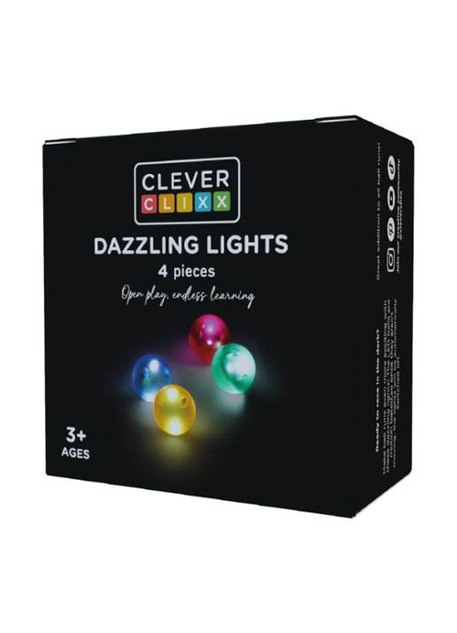 Cleverclixx Lichtgevende ballen Ball run Dazzling Lights 4 Stuks - voorkant 3 multicolor