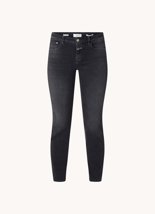CLOSED Baker low waist cropped slim fit jeans met stretch - voorkant antraciet