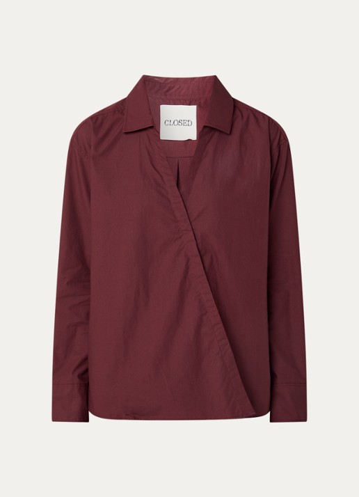 CLOSED Blouse met asymmetrische zoom - voorkant 2 bordeauxrood