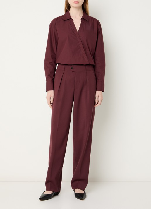 CLOSED Blouse met asymmetrische zoom - voorkant 3 bordeauxrood